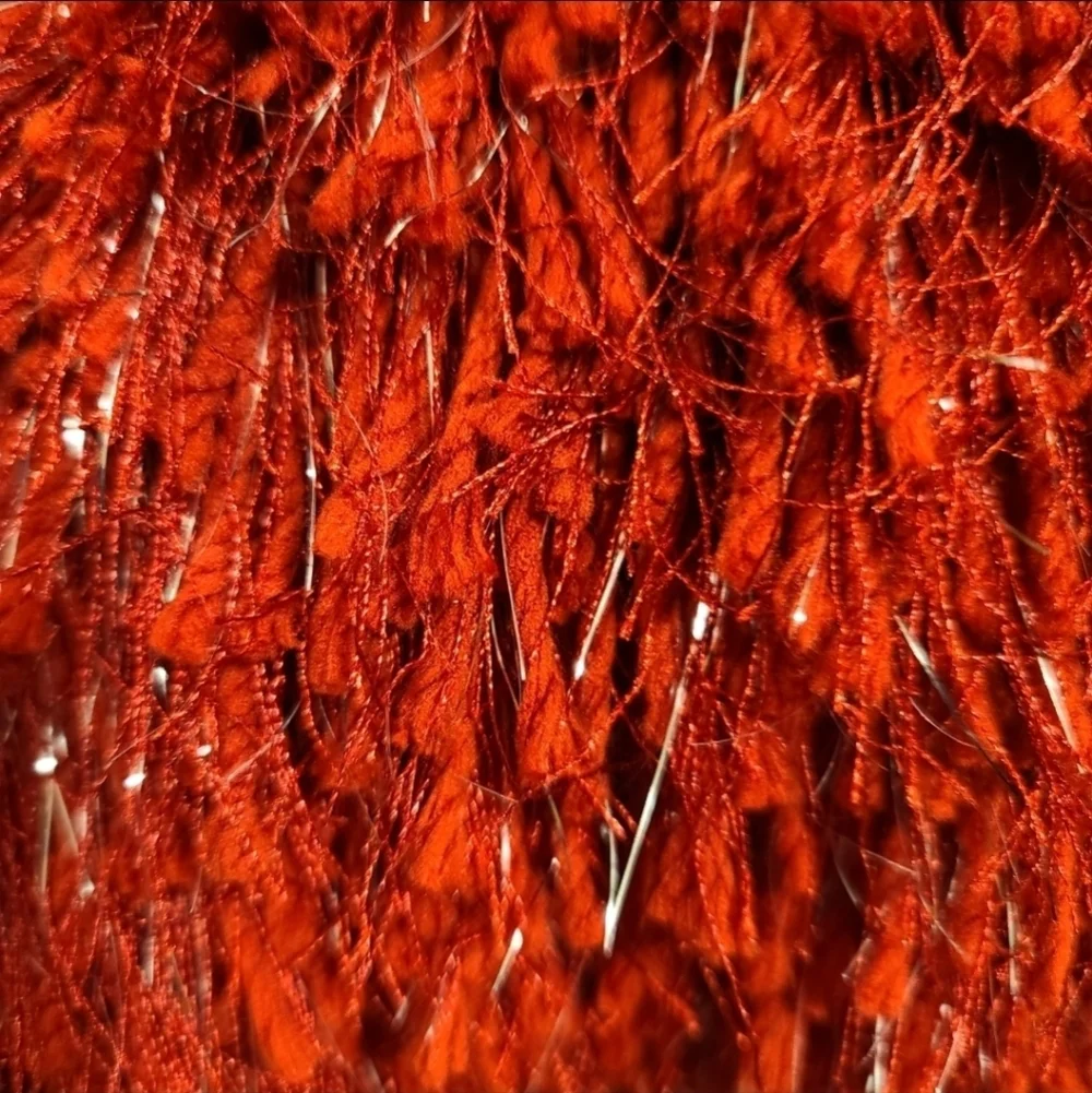19x19 Valentines Red Shag Silver Tinsel Throw Pillow Decor by Celebrity Home NEW